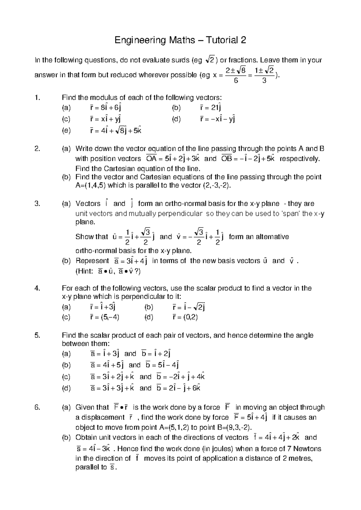 Sample/practice exam 1 January 2017, questions - Engineering Maths ...