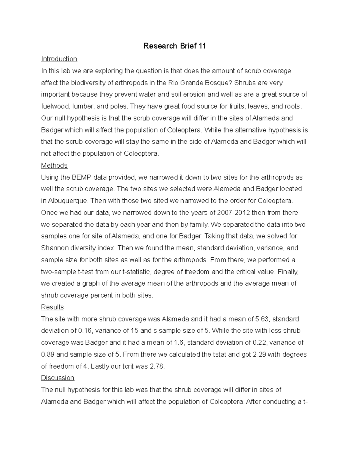 Rb11 - Research brief - Research Brief 11 Introduction In this lab we ...