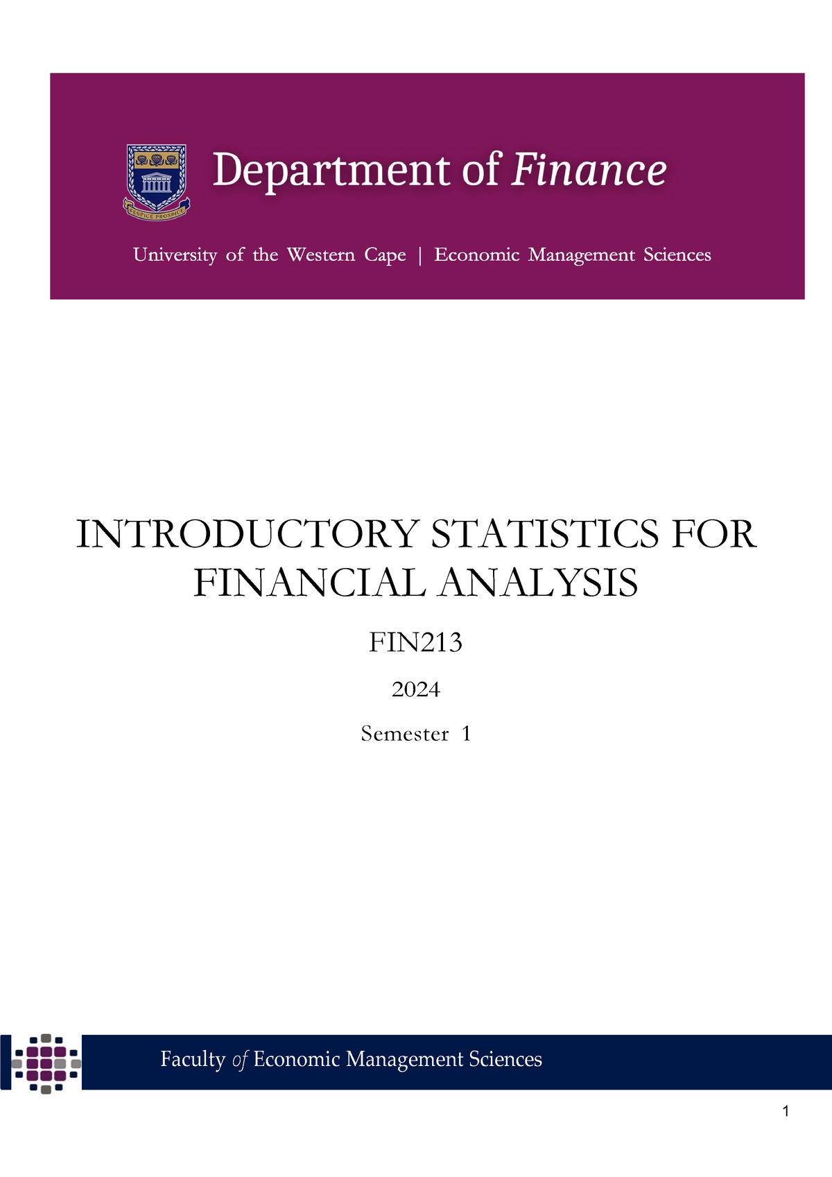 FIN213 Module Guide 2024 INTRODUCTORY STATISTICS FOR FINANCIAL   Thumb 1200 1697 