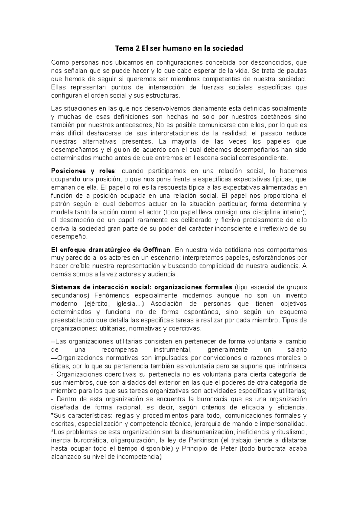 Tema 2 - Apuntes 2 - Tema 2 El ser humano en la sociedad Como personas ...