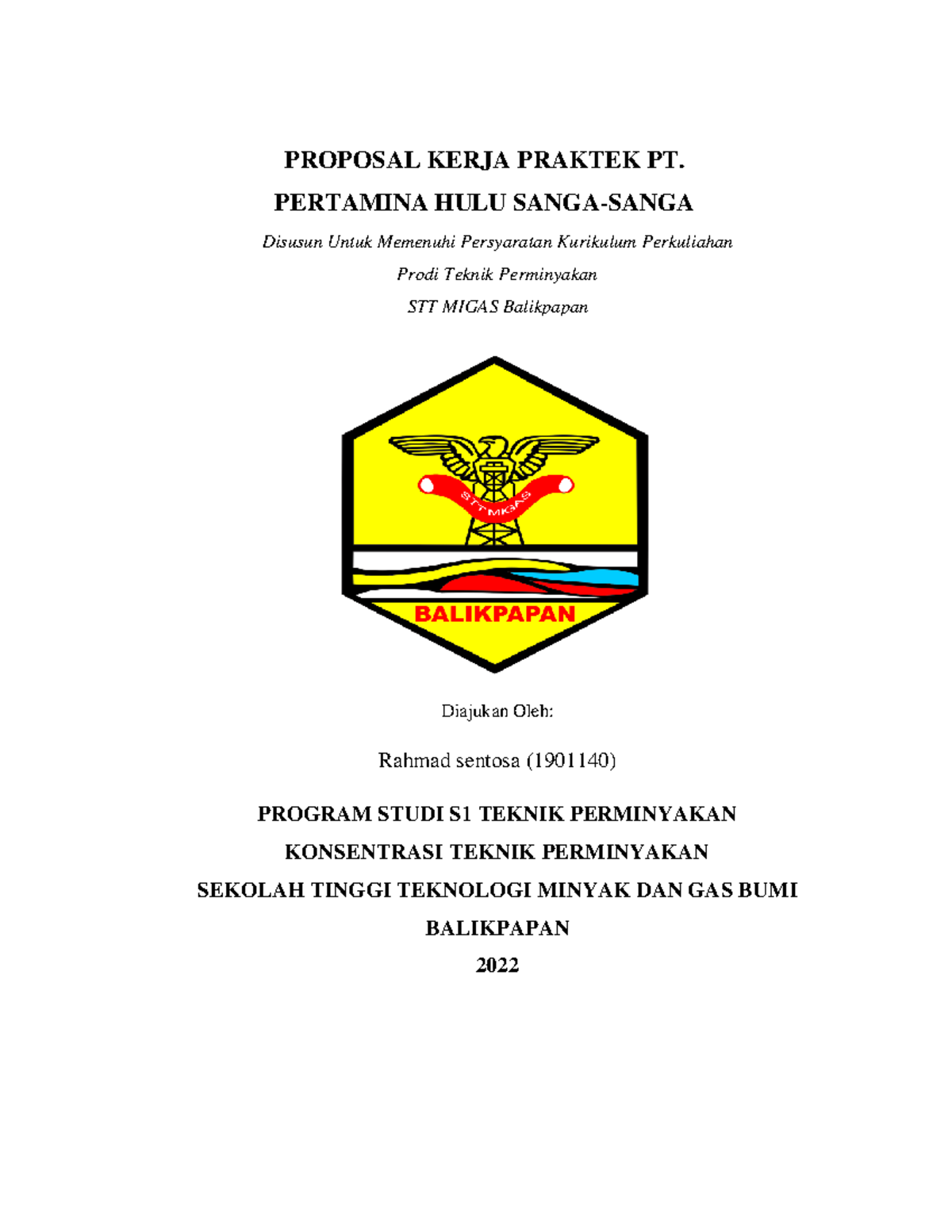 Proposal Kerja Praktek Rahmad Sentosa 1901140 - Copy - PROPOSAL KERJA ...