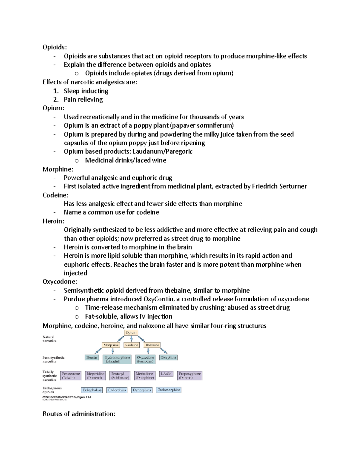 Opioids review sheet - Opioids: - Opioids are substances that act on ...