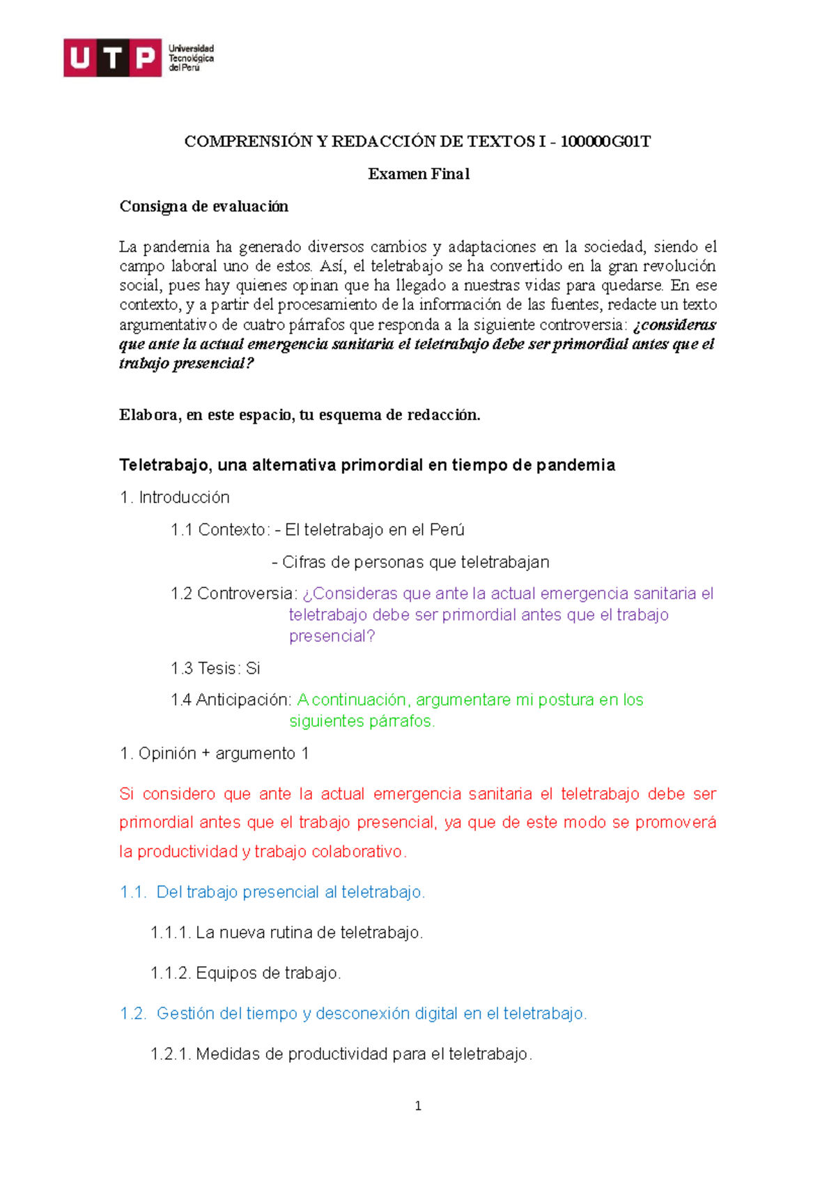 CRT1- CGT - Examen Final - Marzo 2021 - COMPRENSIÓN Y REDACCIÓN DE ...