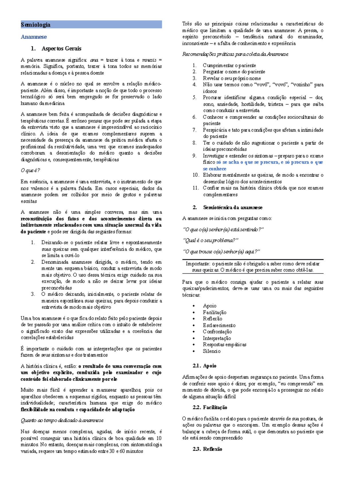 2. Anamnese - O exame clínico consiste na anamnese acompanhada do exame  físico. Anamnese é a - Studocu