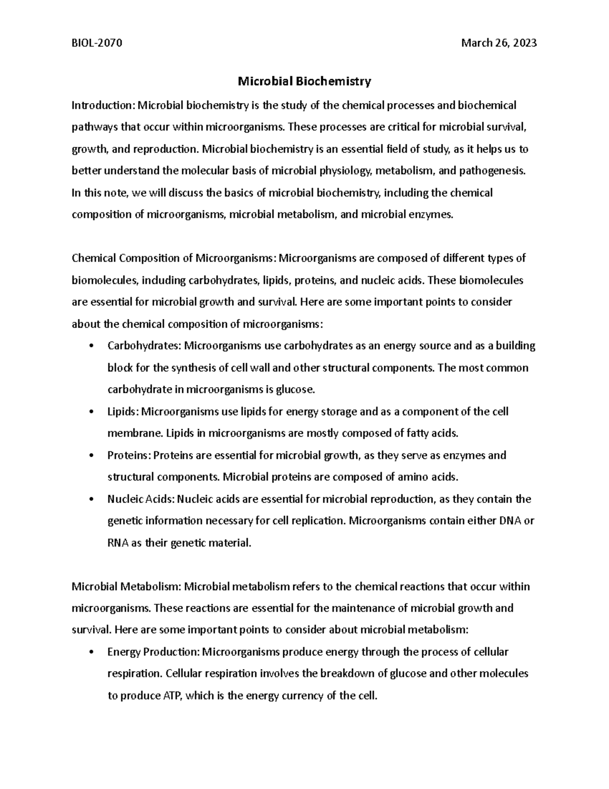 Microbial Biochemistry - These Processes Are Critical For Microbial ...