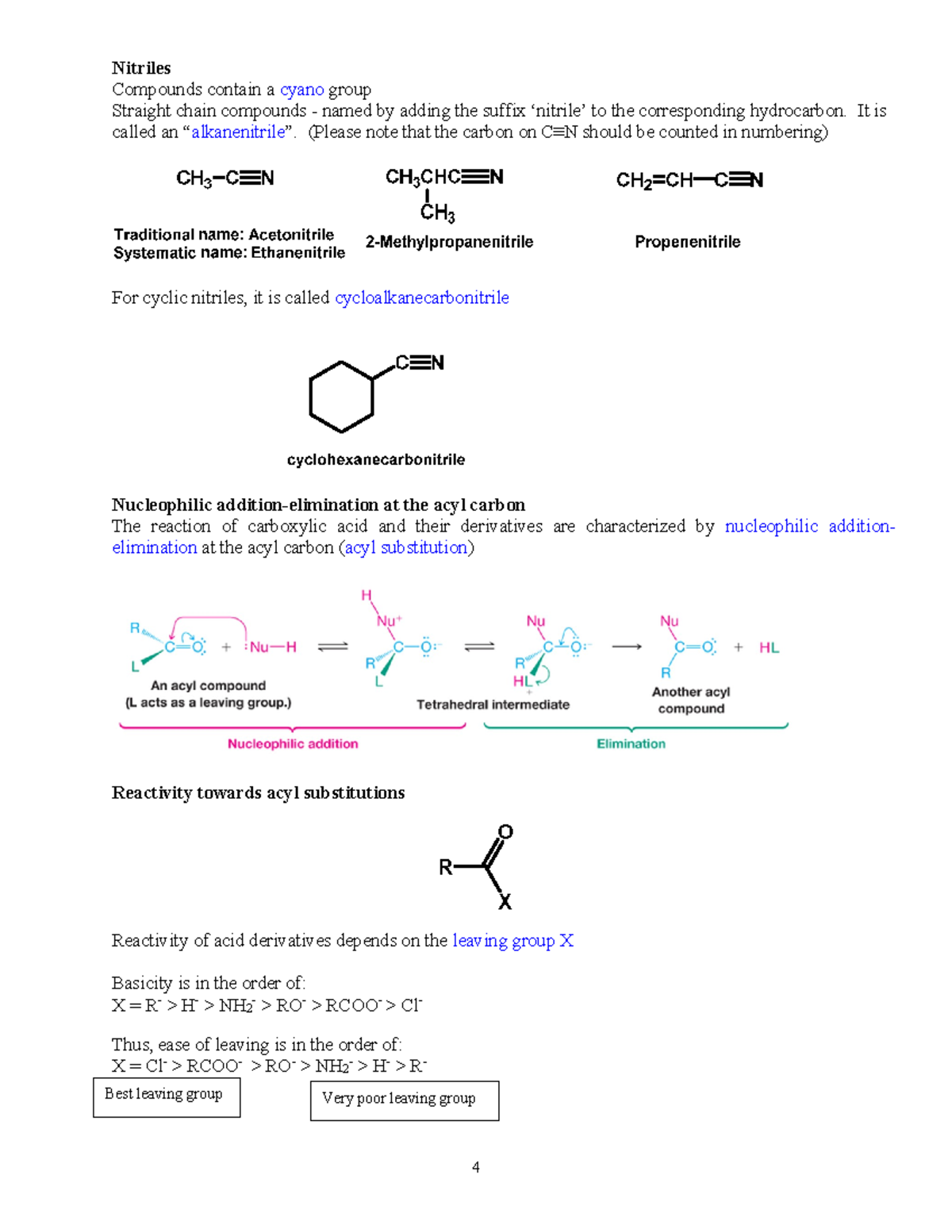 02 Carboxylic acid derivatives 2 - Nitriles Compounds contain a cyano ...