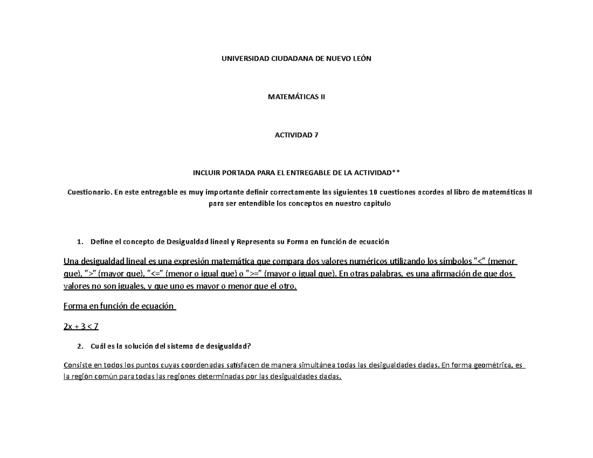 Actividad 7 - Tarea 7 De Matematicas 2 DE LAAM - UNIVERSIDAD CIUDADANA ...