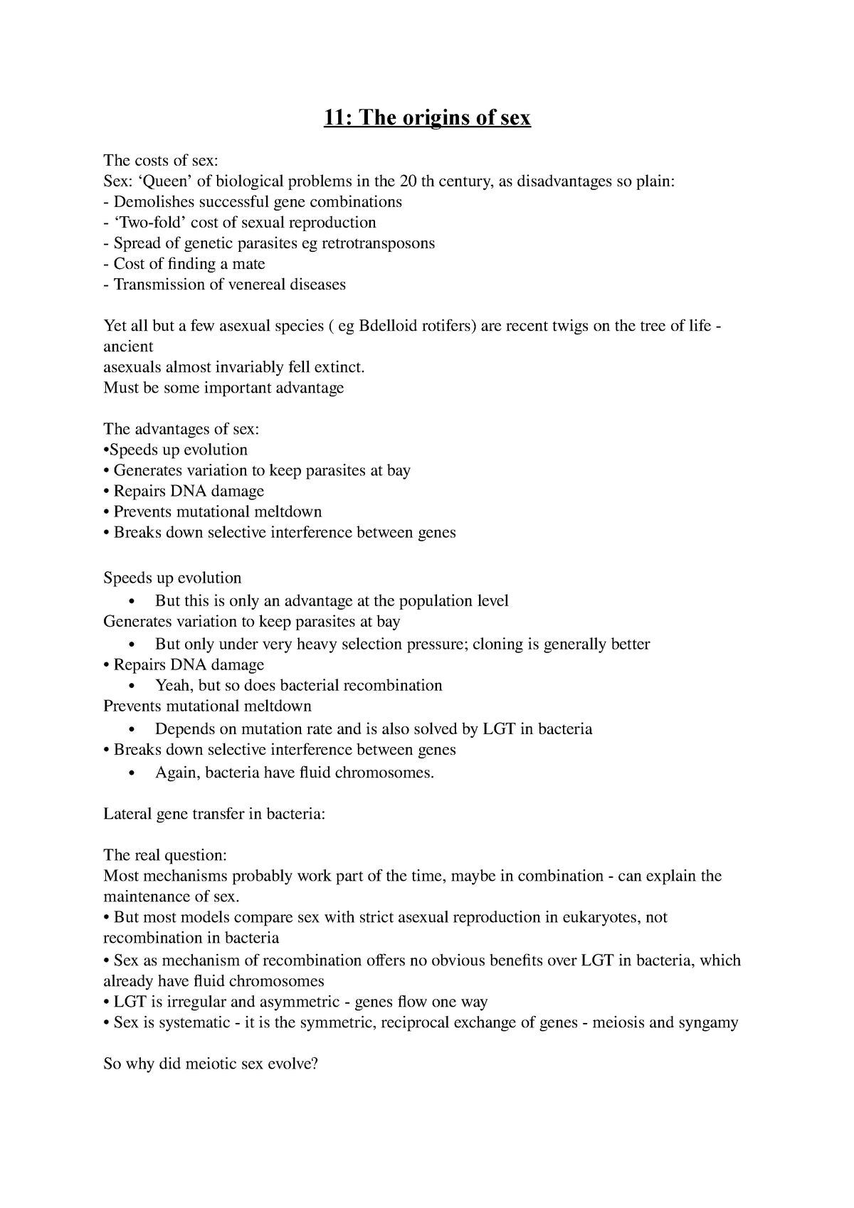 12 The Origins Of Sex Lecture Notes 12 11 The Origins Of Sex The Costs Of Sex Sex ‘queen 