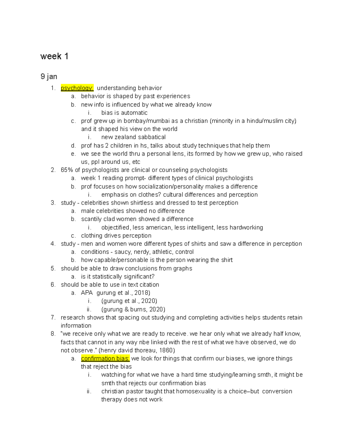 Psy 201 - Psy 201 Notes All Chapters - Week 1 9 Jan Psychology ...