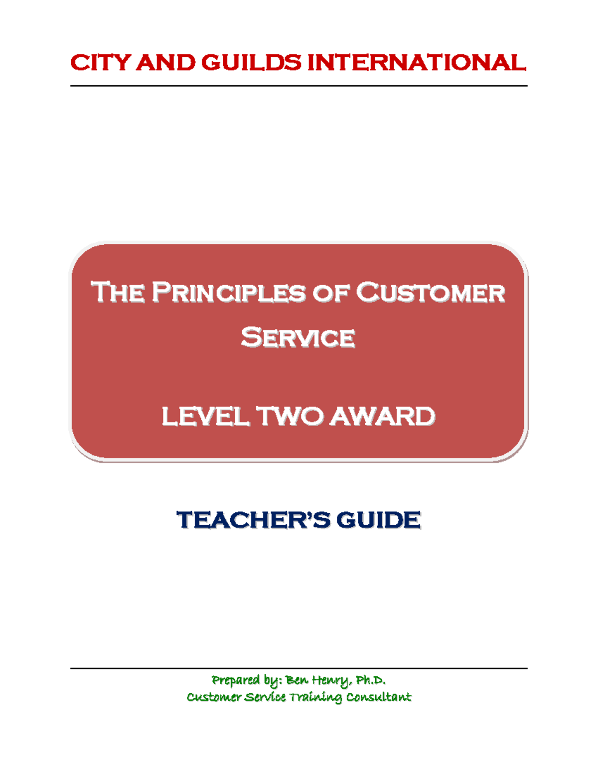 Customer Service Teacher's Guide- Level Two - CITY AND GUILDS ...