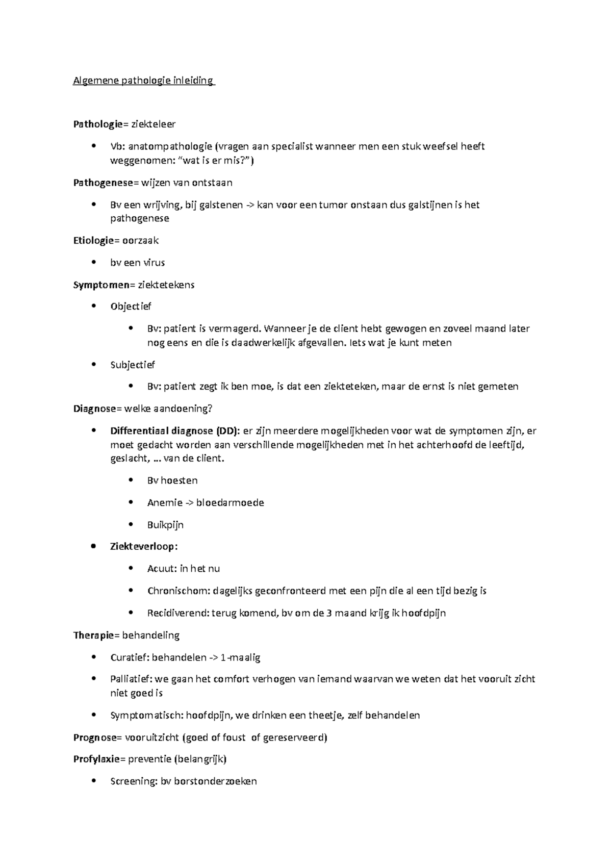 Algemene pathologie HC1 en HC2 - Algemene pathologie inleiding ...