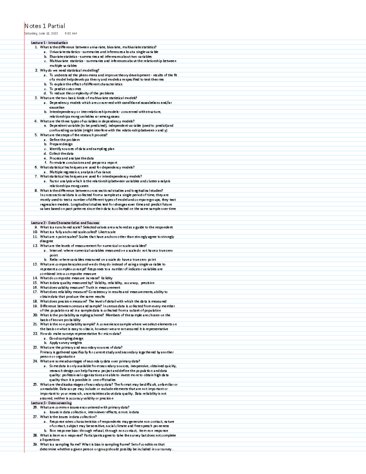 Notes afm Exhaustive questions of the first partial based off class