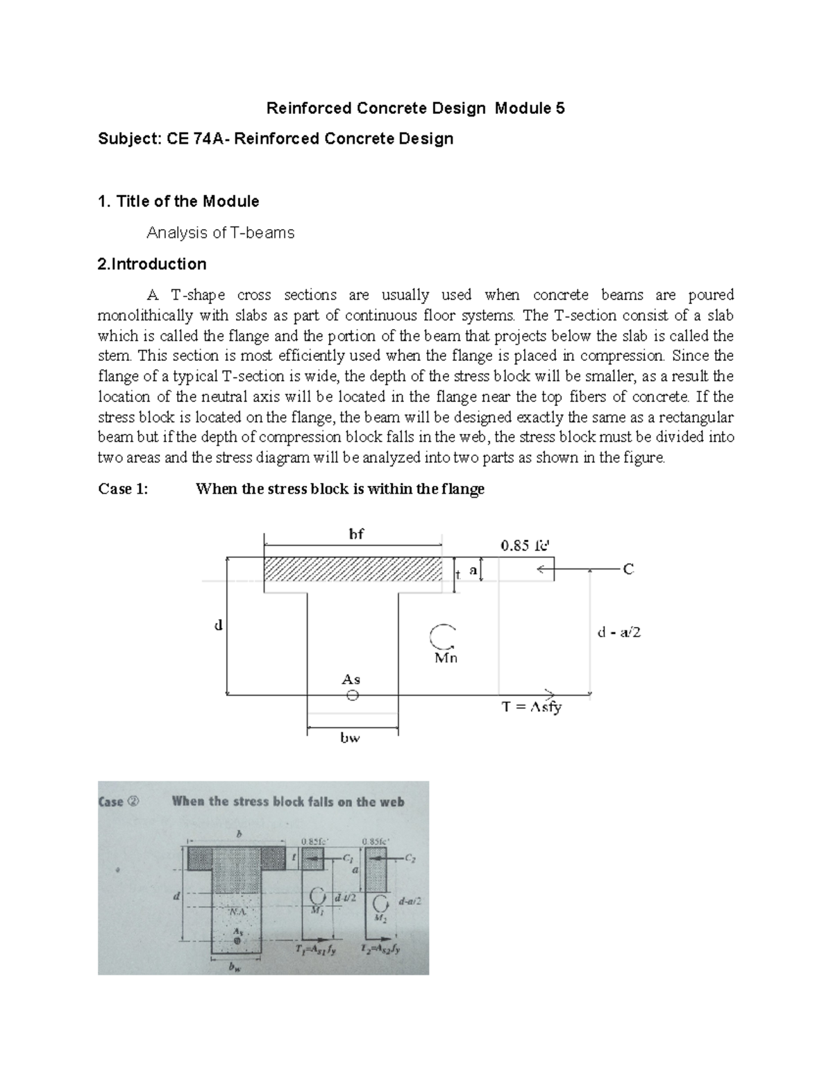 Ilide - For studying - Reinforced Concrete Design Module 5 Subject: CE ...