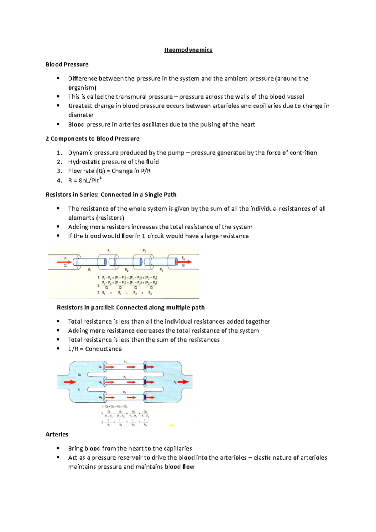 Haemodynamics - Lecture notes 1 - Haemodynamics Blood Pressure ...