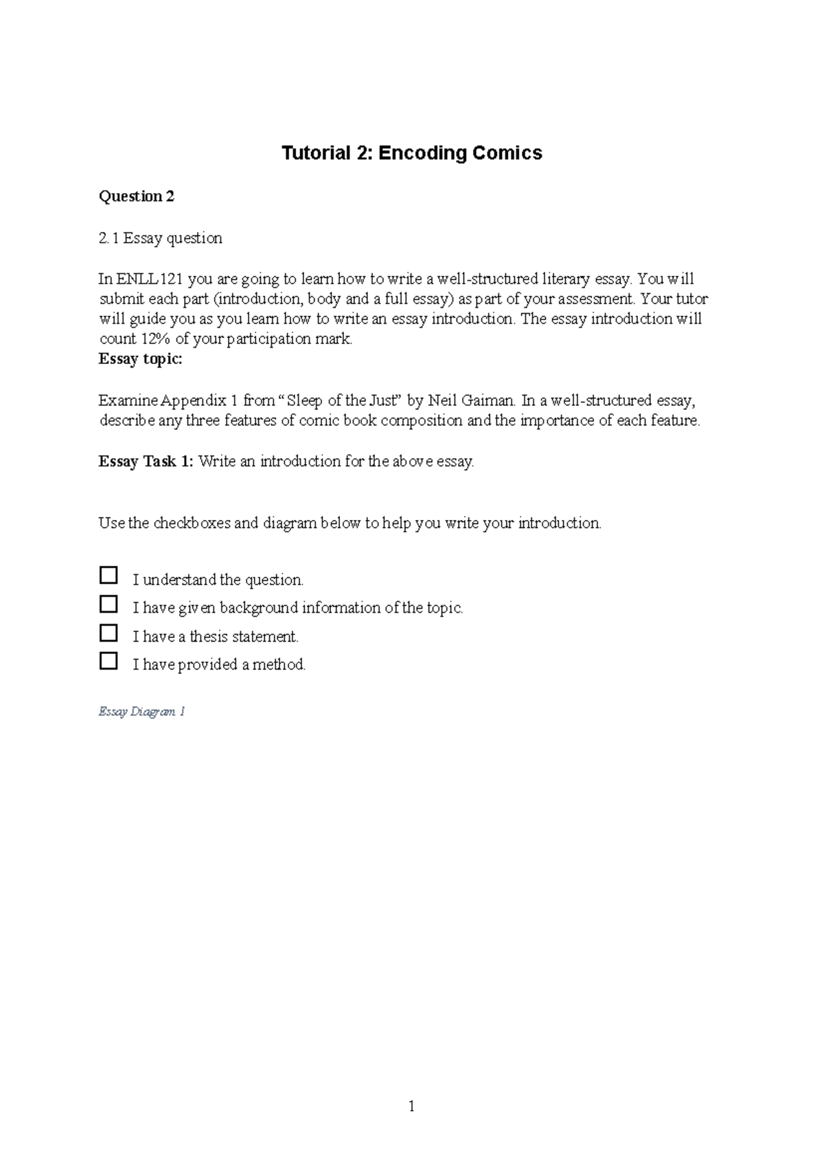 121 Lit Tutorial prep 2 - Analyse the question - Tutorial 2: Encoding ...