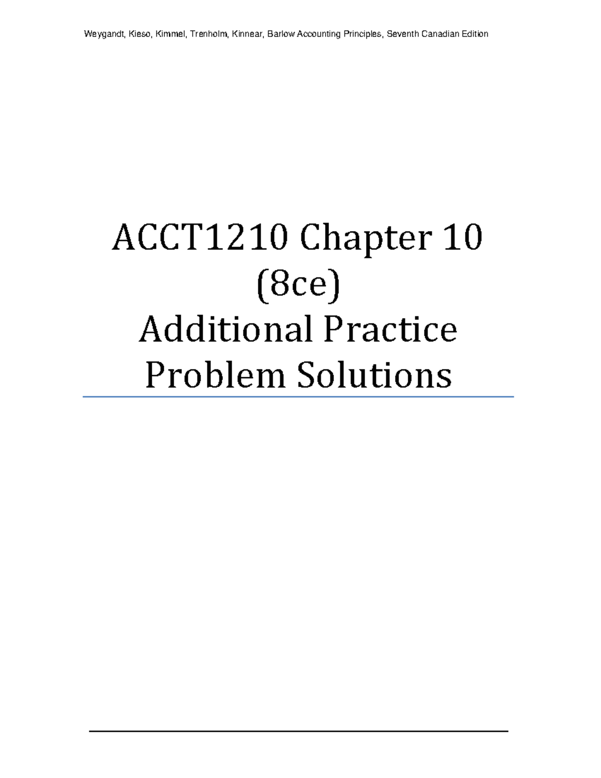 ACCT1210 Chapter 10(8e) Solutions To Extra Practice Problems A ...