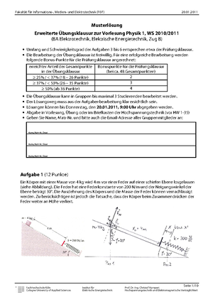 Physik Alt - Klausur - Vor/Name: Matr-Nr: Mo 06.03 11:30-13:30 Uhr Prof ...