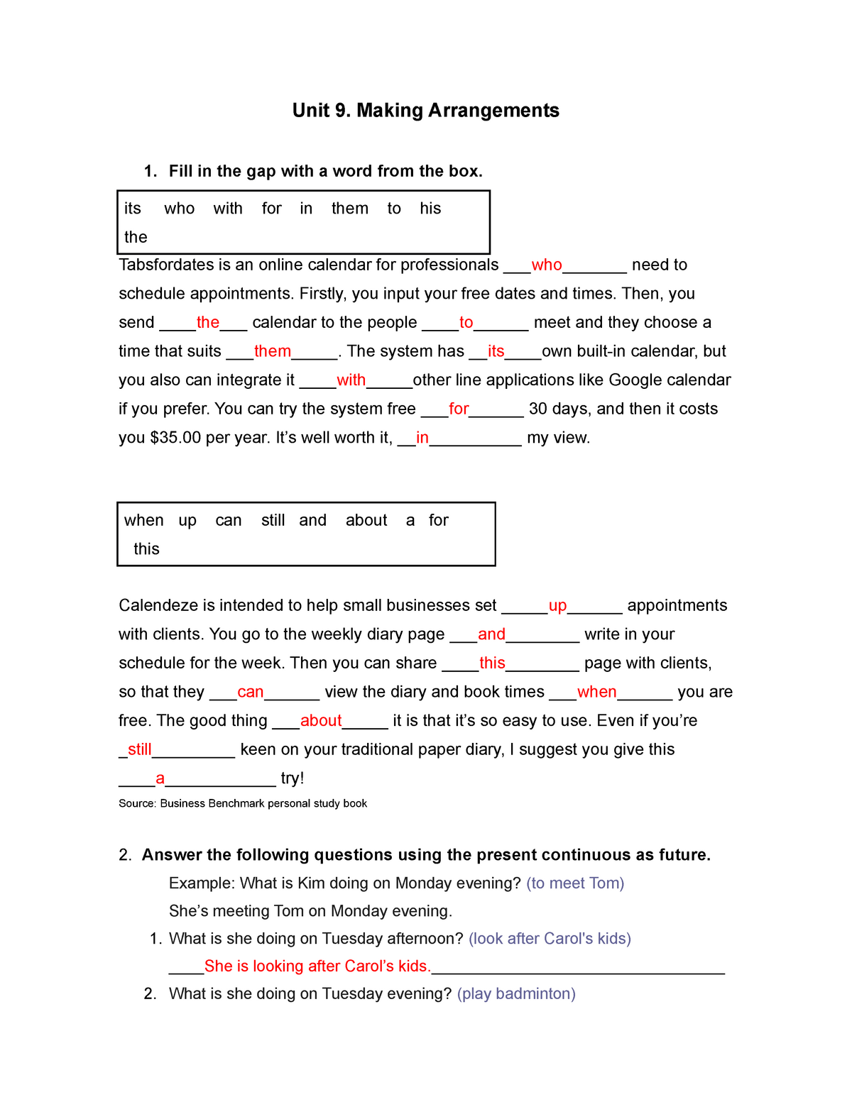 unit 9 corrective assignment answer key