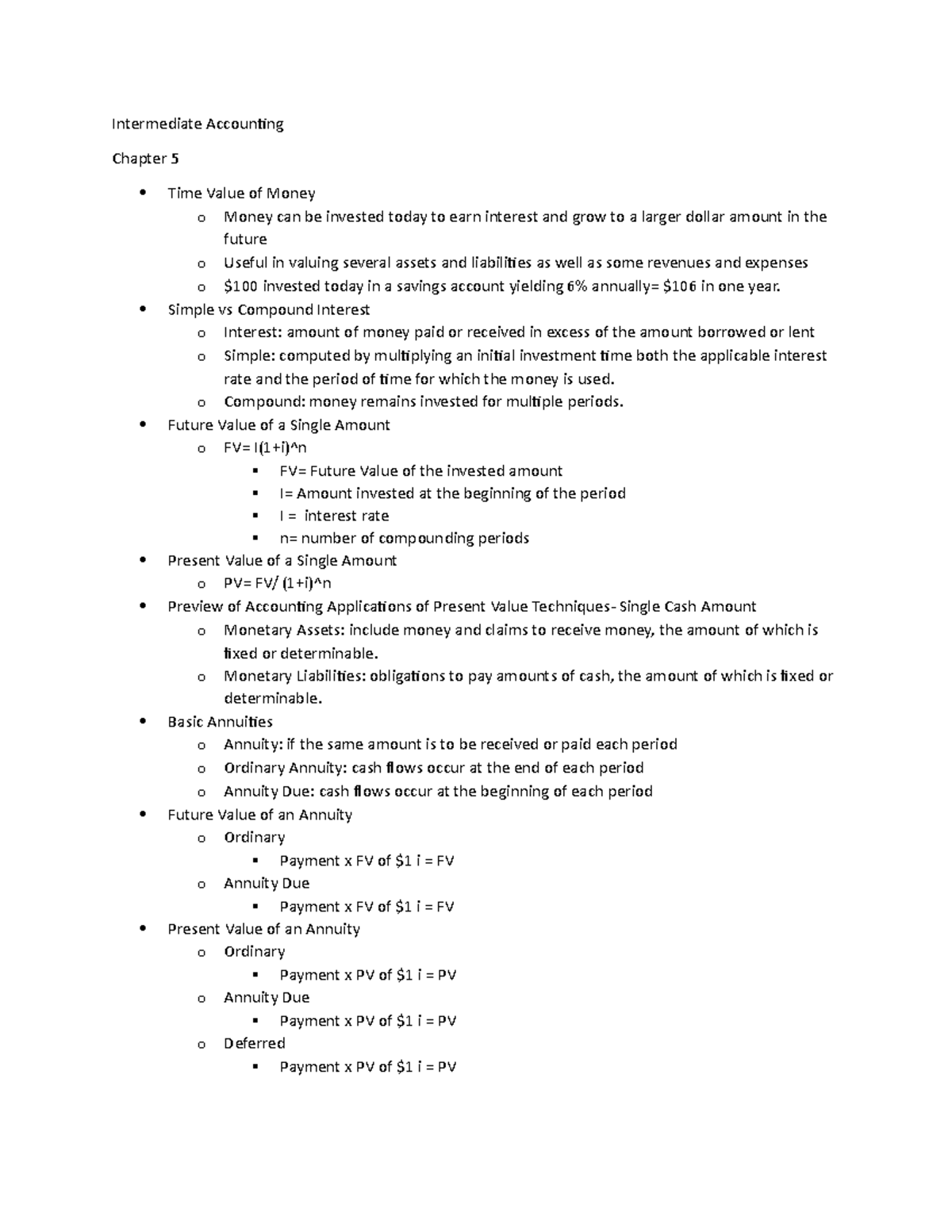 Intermediate Accounting Ch. 5 Book Notes - Intermediate Accounting ...