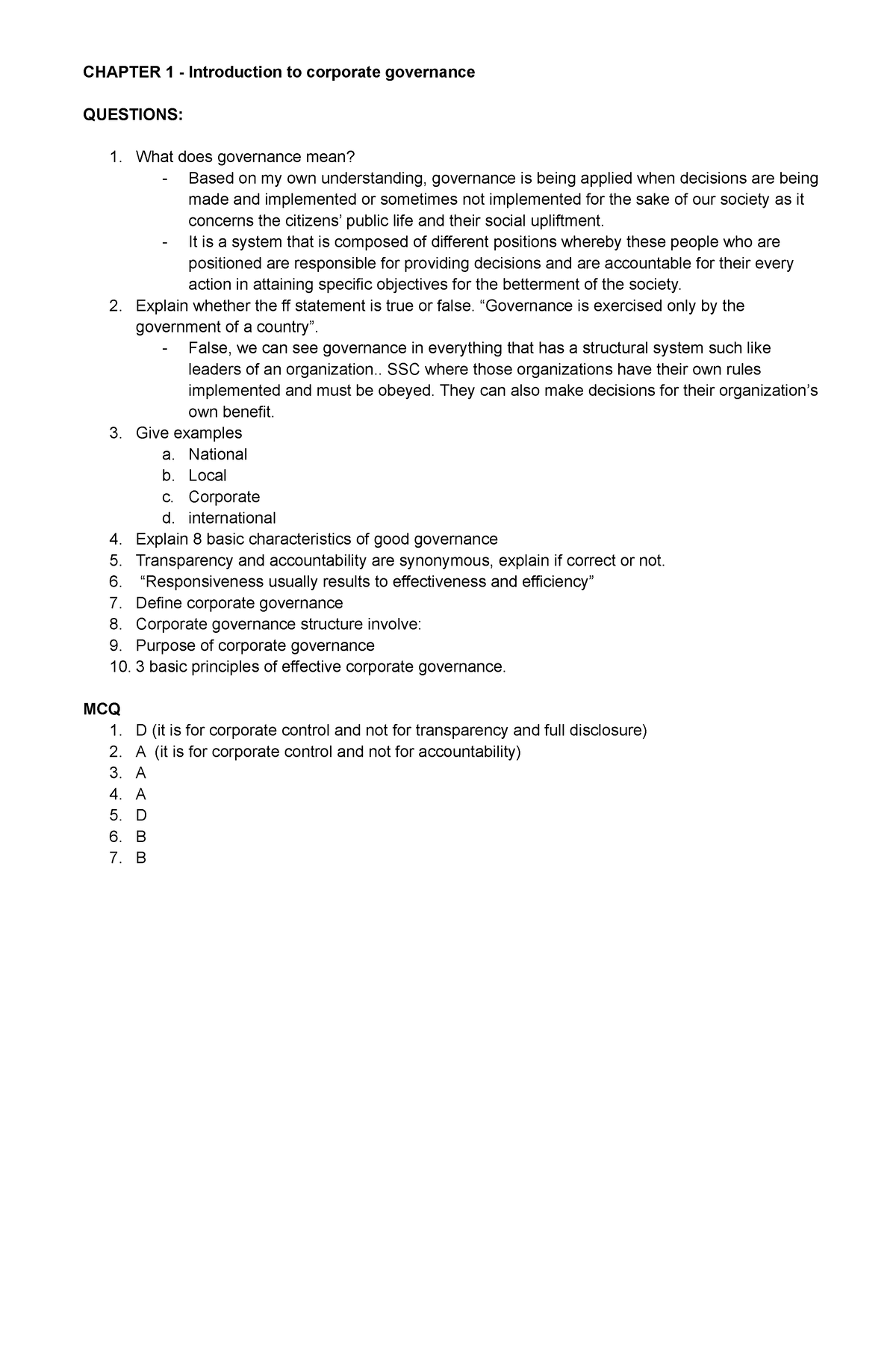 Introduction Corpgov - Some Notes - CHAPTER 1 - Introduction To ...