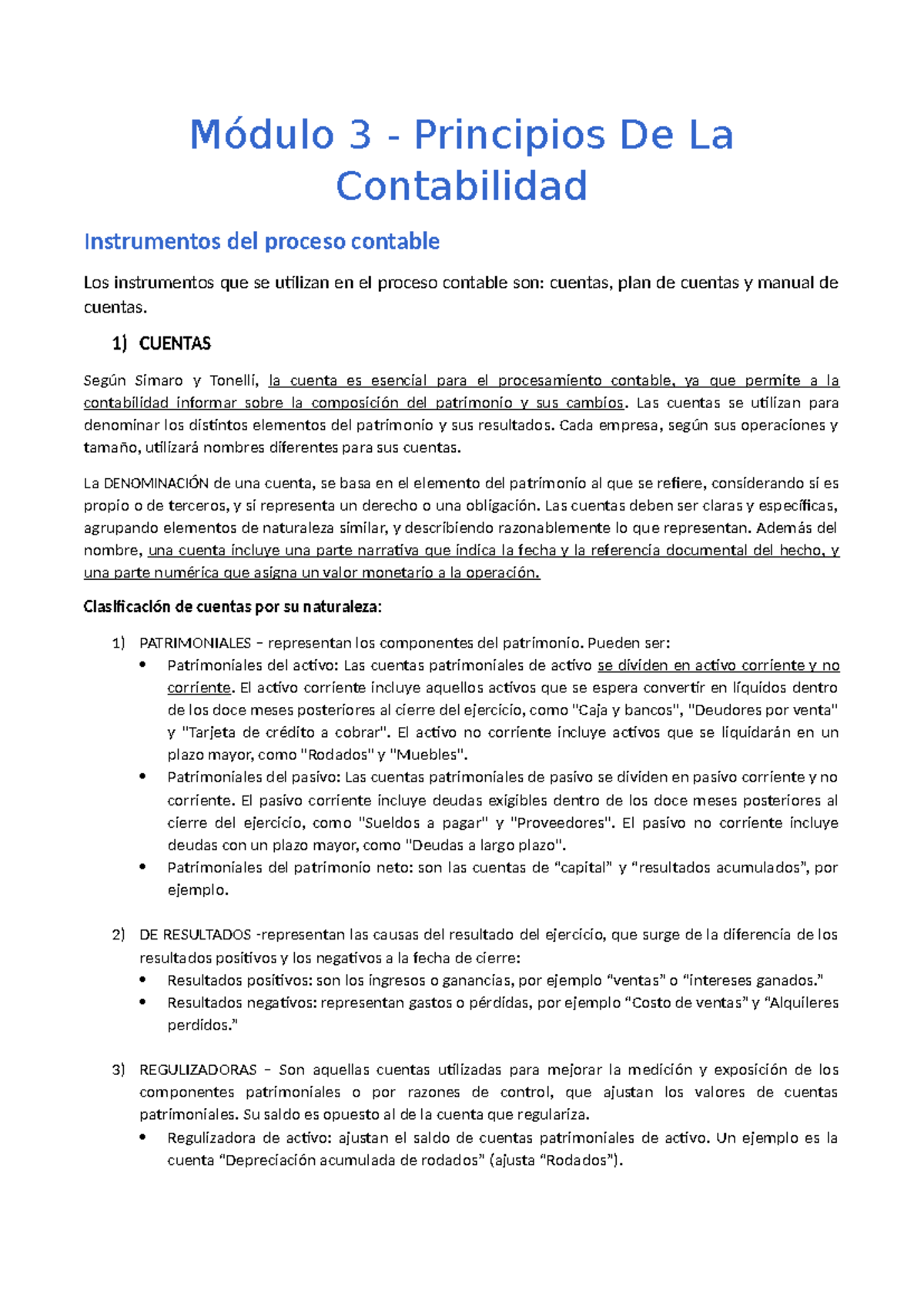 Resumen modulo 3 y 4 principios de la contabilidad - Módulo 3 ...