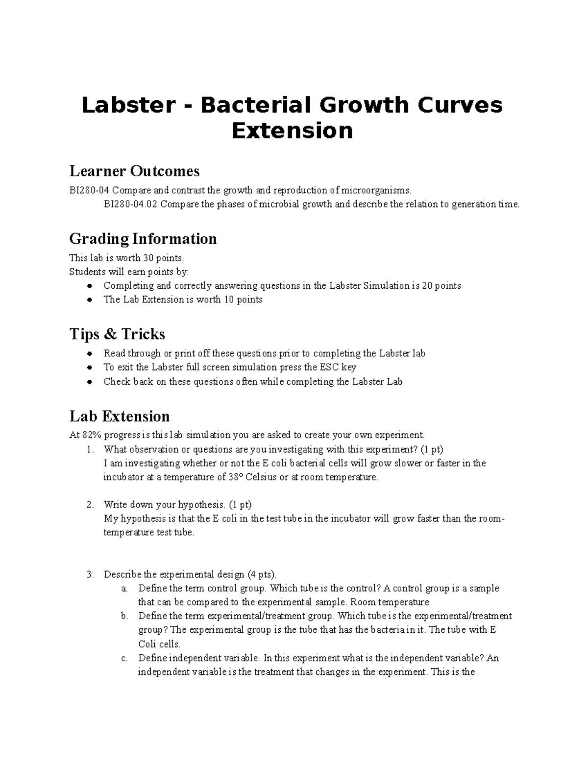 Copy of Labster Bacterial Growth Curves Extension Labster