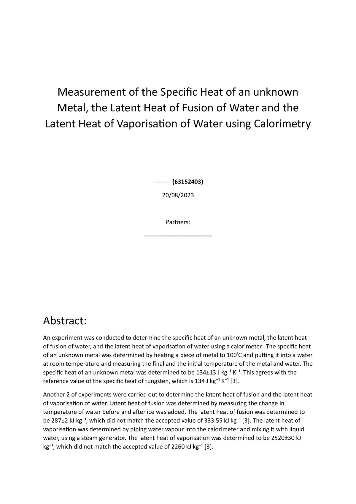 phys101-lab-formal-report-measurement-of-the-specific-heat-of-an