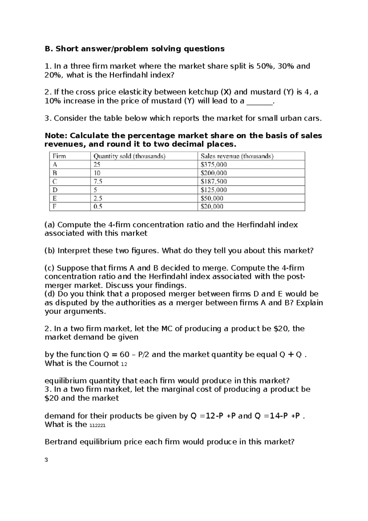 Math questions for 2410 - B. Short answer/problem solving questions 1 ...