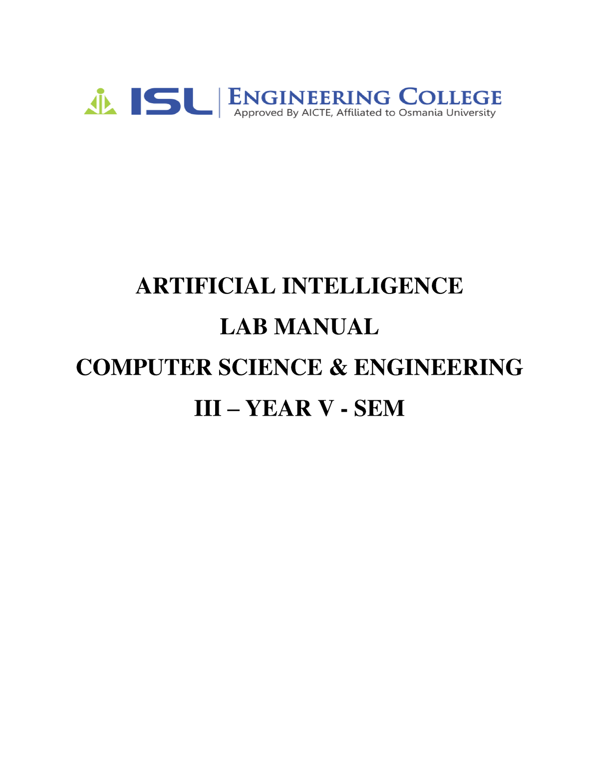 Artificial Intelligence Complete Lab Manual - ARTIFICIAL INTELLIGENCE ...