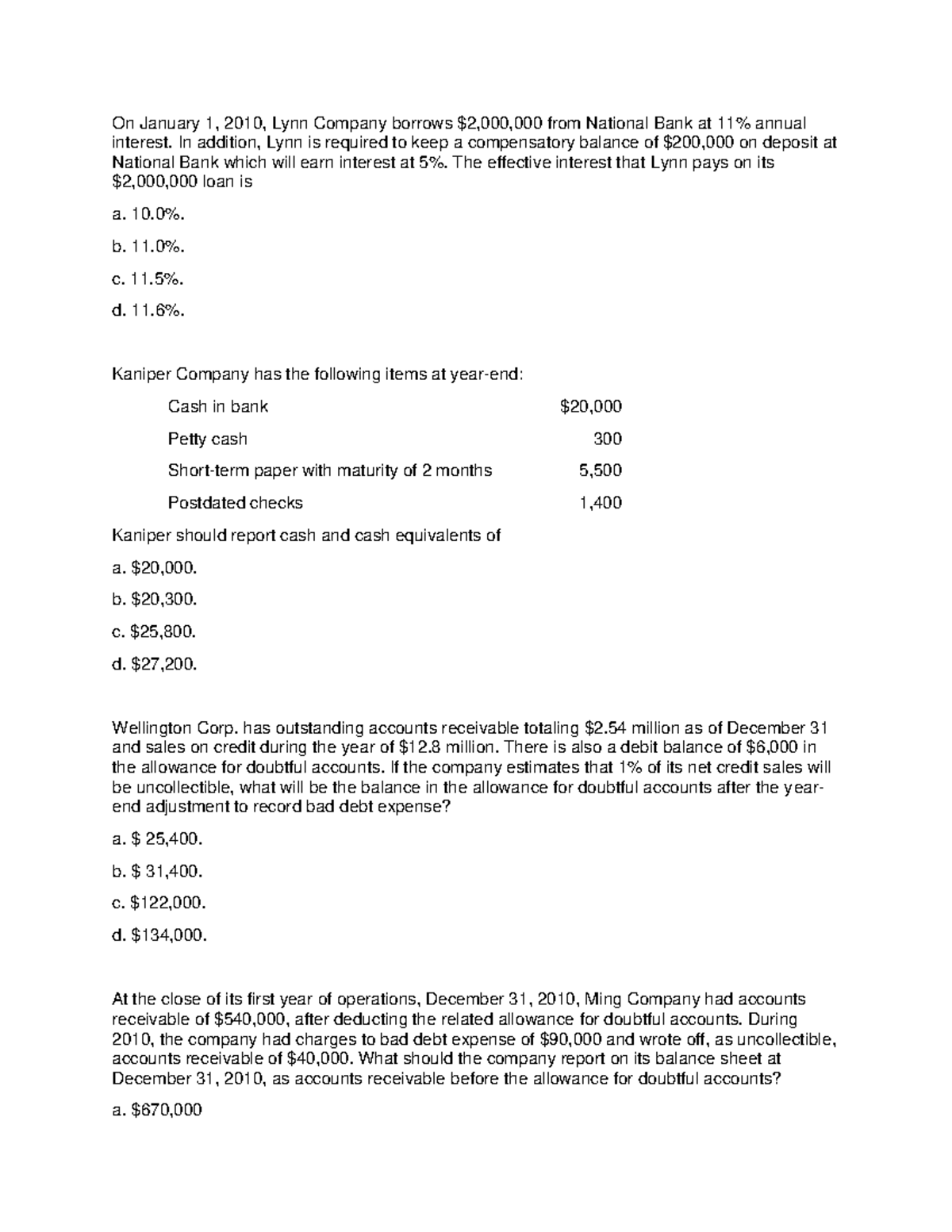 Reviewer - On January 1, 2010, Lynn Company borrows $2,000,000 from ...