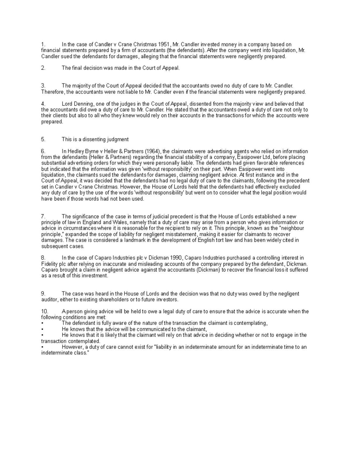 S3 law In the case of Candler v Crane Christmas 1951, Mr. Candler