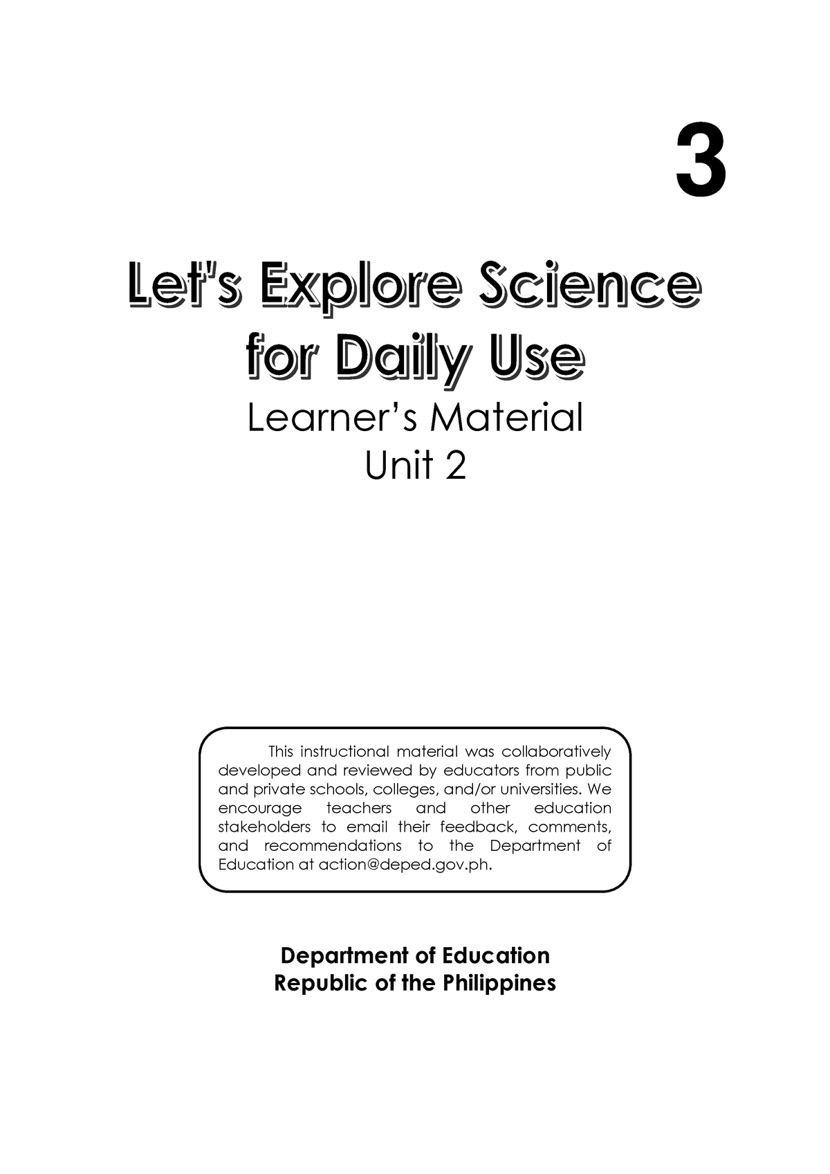 3 Sci LM Q2 V1 - Science - 3 Learner’s Material Unit 2 Department Of ...