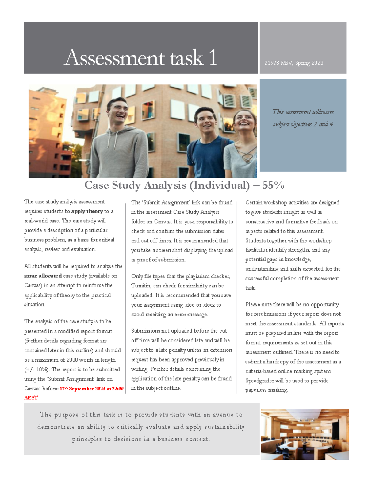 21928 MSV - Assessment One - Case Study Assessment Outline - Spring ...