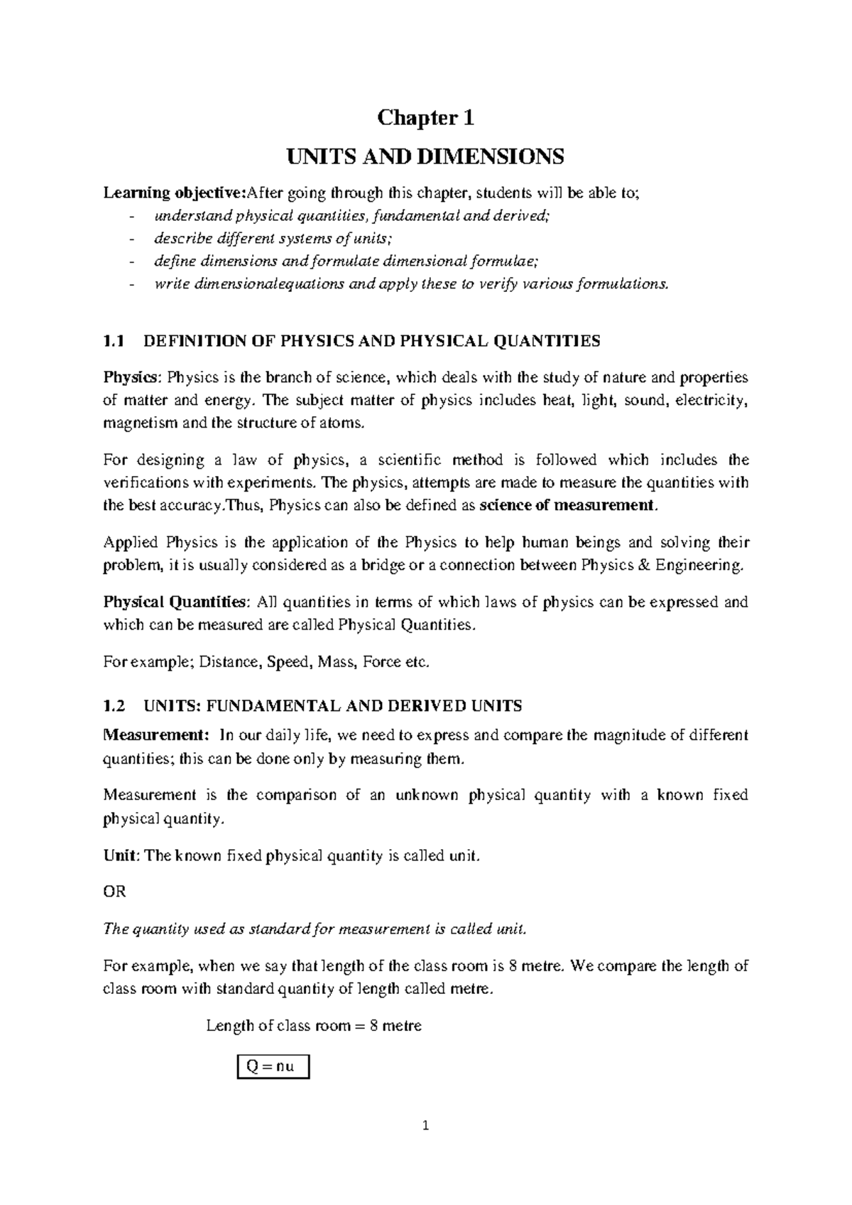 4 Physics Learning- Material Final-Copy - Chapter 1 UNITS AND ...