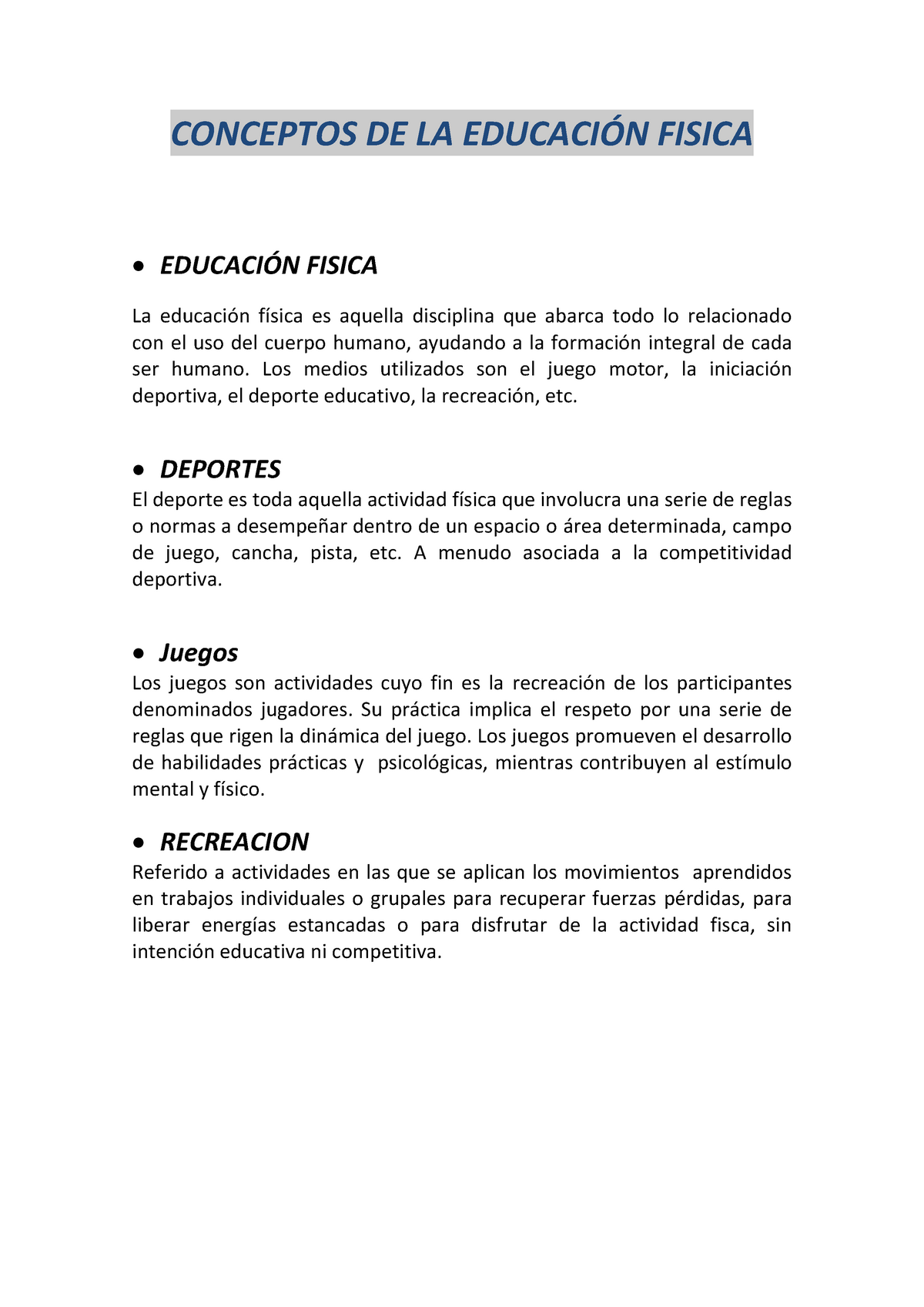 Conceptos De La Educación Fisica Conceptos De La EducaciÓn Fisica