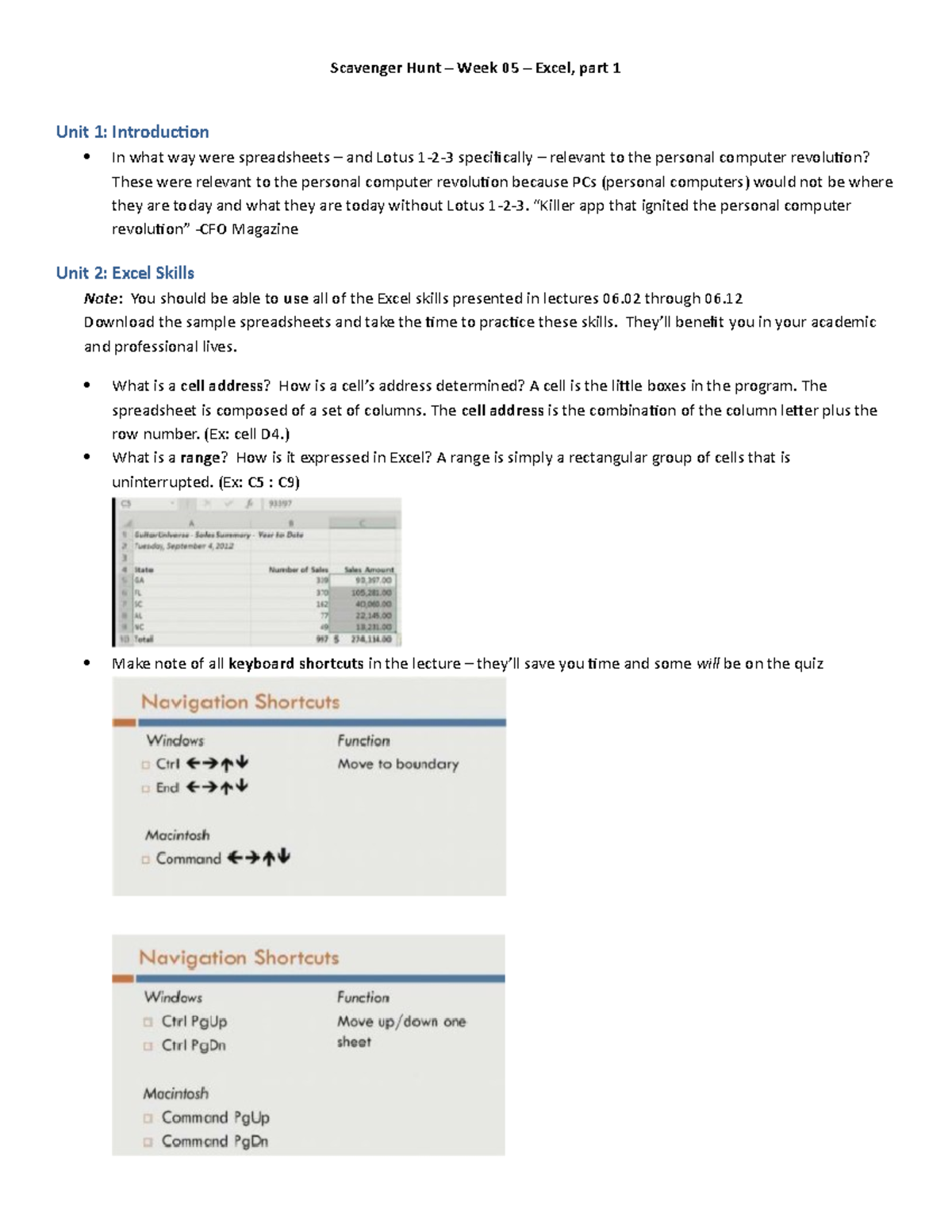 Scavenger Hunt 05Excel Part 1 ISM3004 ISM 3004 University of