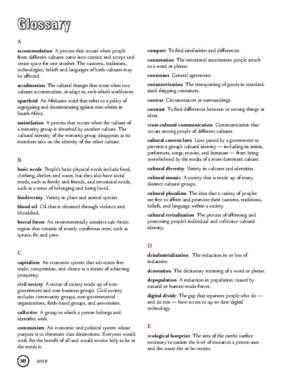 Exploring globalization glossary A A process that