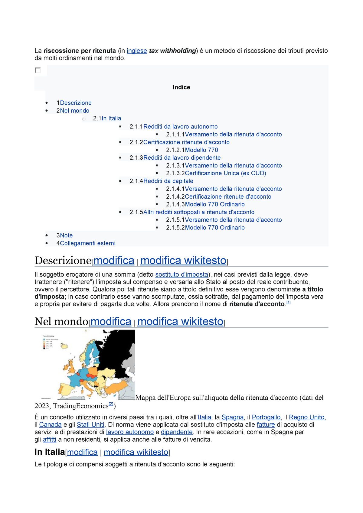 La Ritenuta D'acconto - La Riscossione Per Ritenuta (in Inglese Tax ...