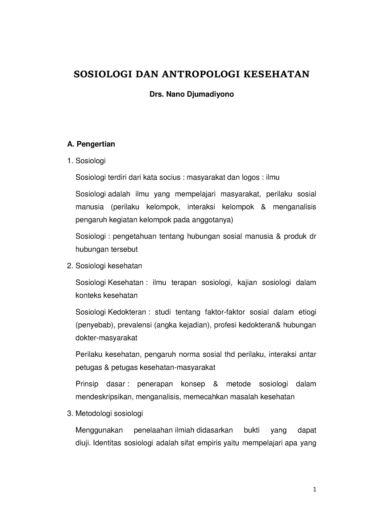 Sosiologi DAN Antropologi Kesehatan - SOSIOLOGI DAN ANTROPOLOGI ...