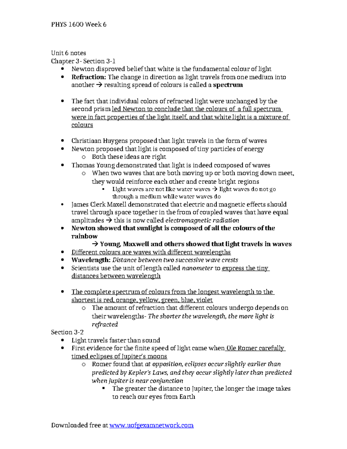 F11 PHYS-1600 - Week 6 - Notes that will help with quizzes based on ...