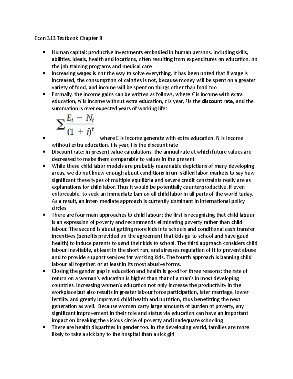 Econ 313 Textbook Chapter 8 - Econ 313 Textbook Chapter 8 Human capital ...