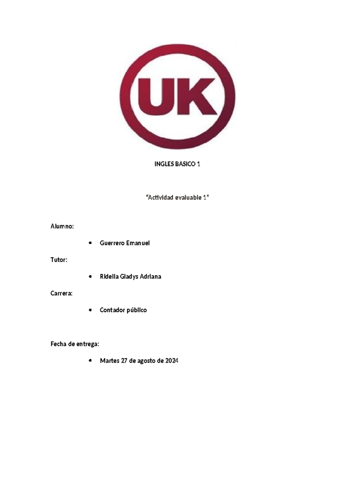Actividad evaluable 1 - Guerrero Emanuel - Inglés Básico - INGLES ...