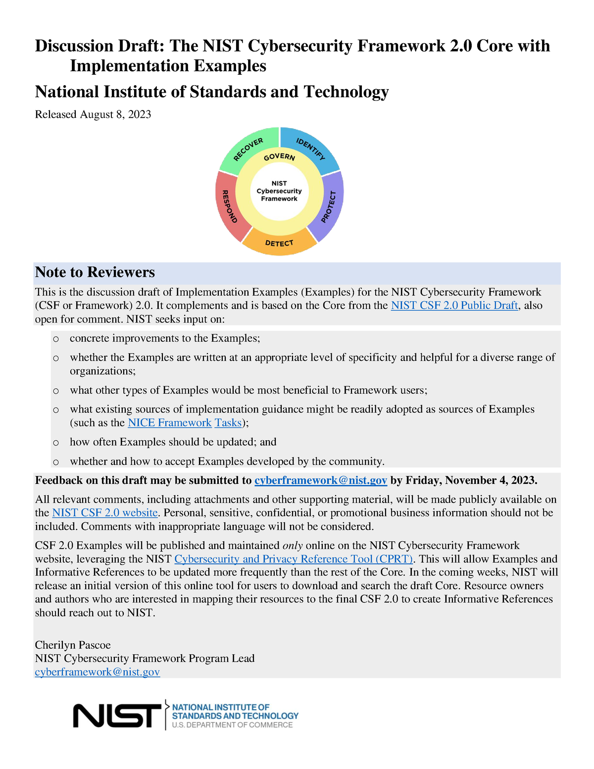 CSF 2.0 Core With Examples Discussion Draft[ 74] - Discussion Draft ...