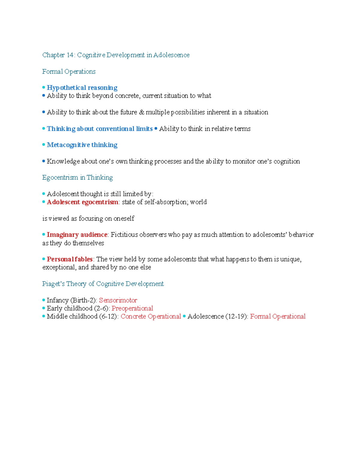 Chapter 14 - Cognitive Development in Adolescence - Studocu