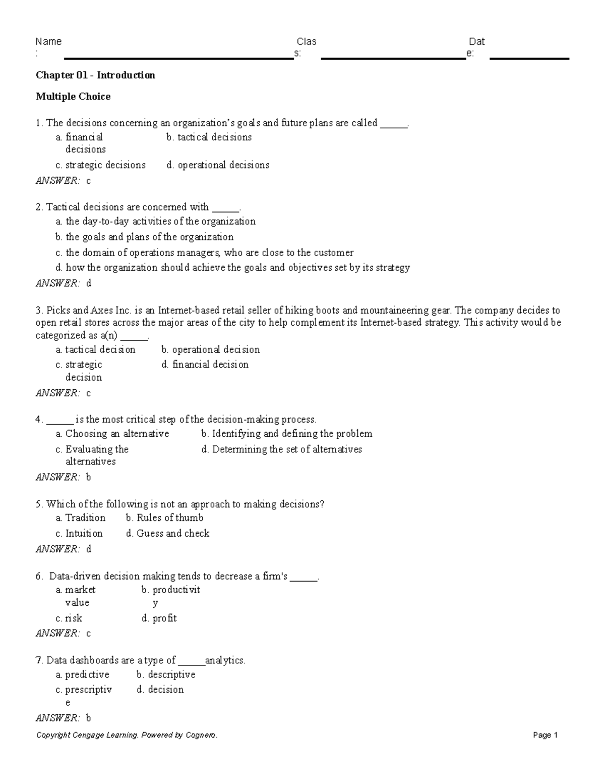 9780357131787 Test Bank Chapter 01 Introduction - Chapter 01 ...