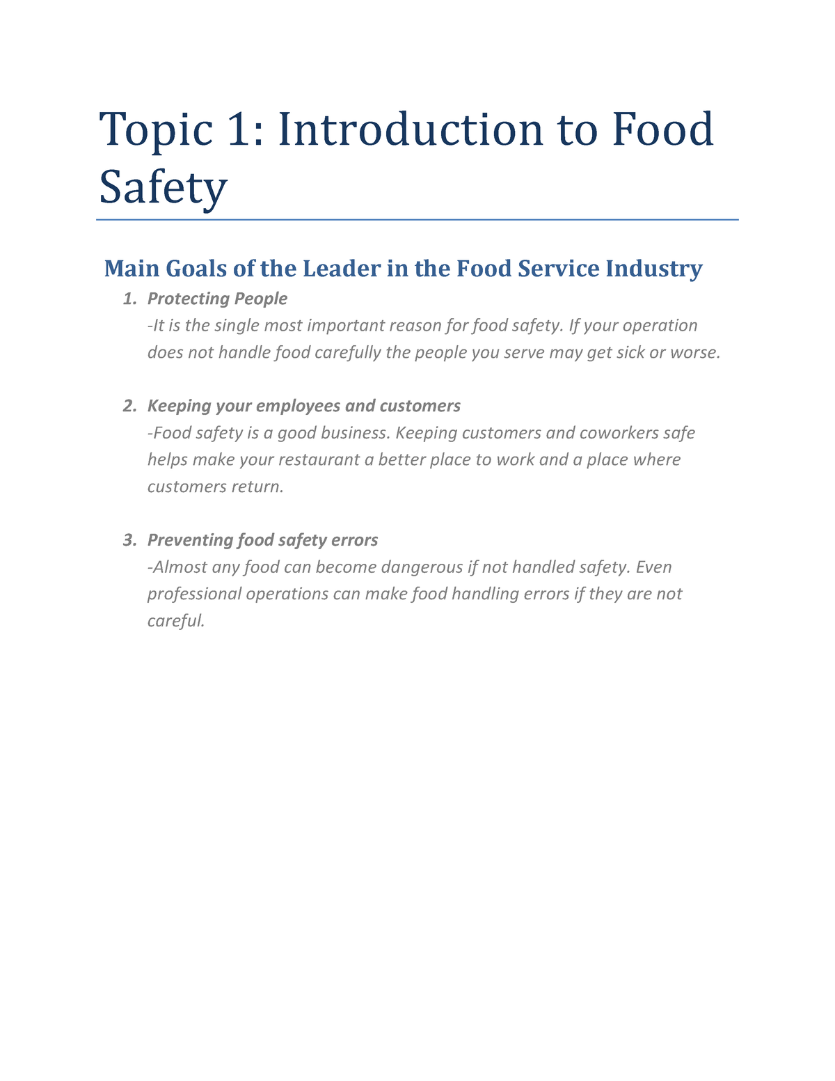 food safety topics for thesis