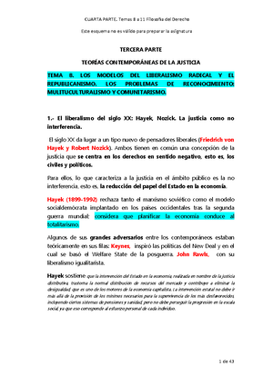 Cuarta parte temas 8 a 11 Filosofía del Derecho - Este esquema no es válido  para preparar la - Studocu