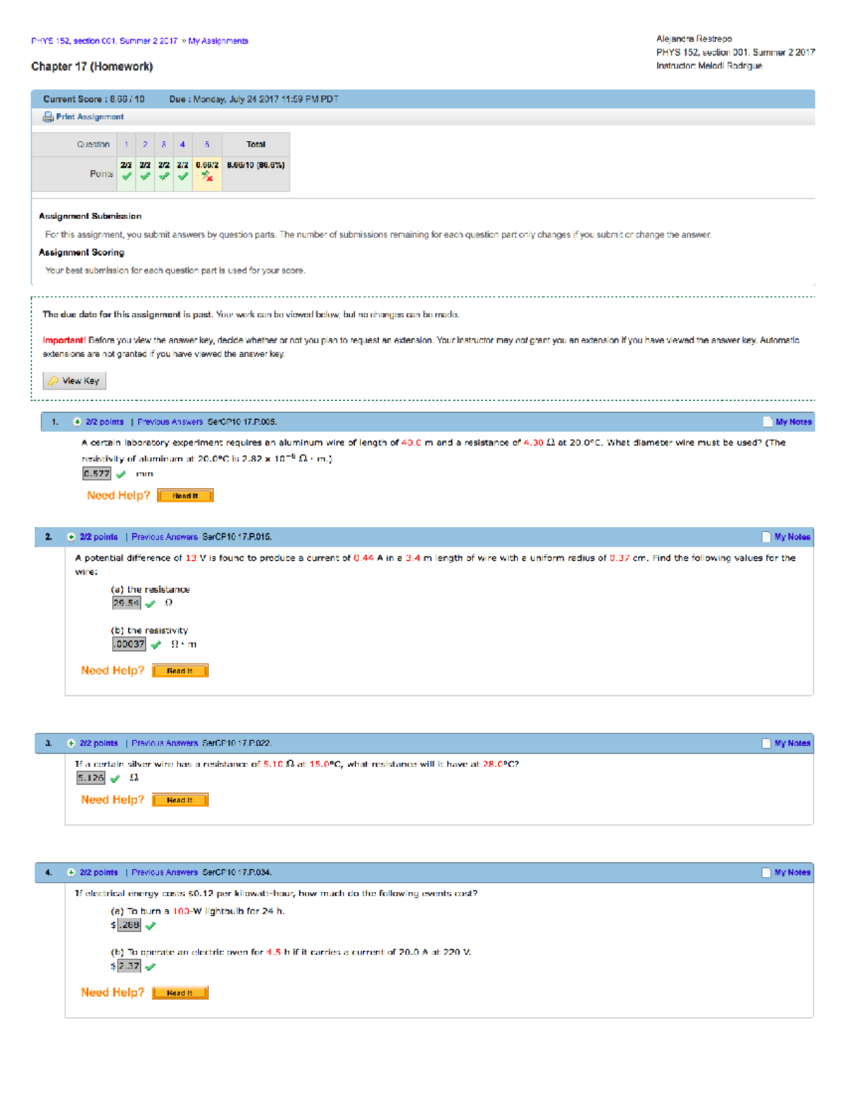 Webassignch 17 - WEB ASSIGN CH 17 - PHYS 152, section 001, Summer2 2017 ...