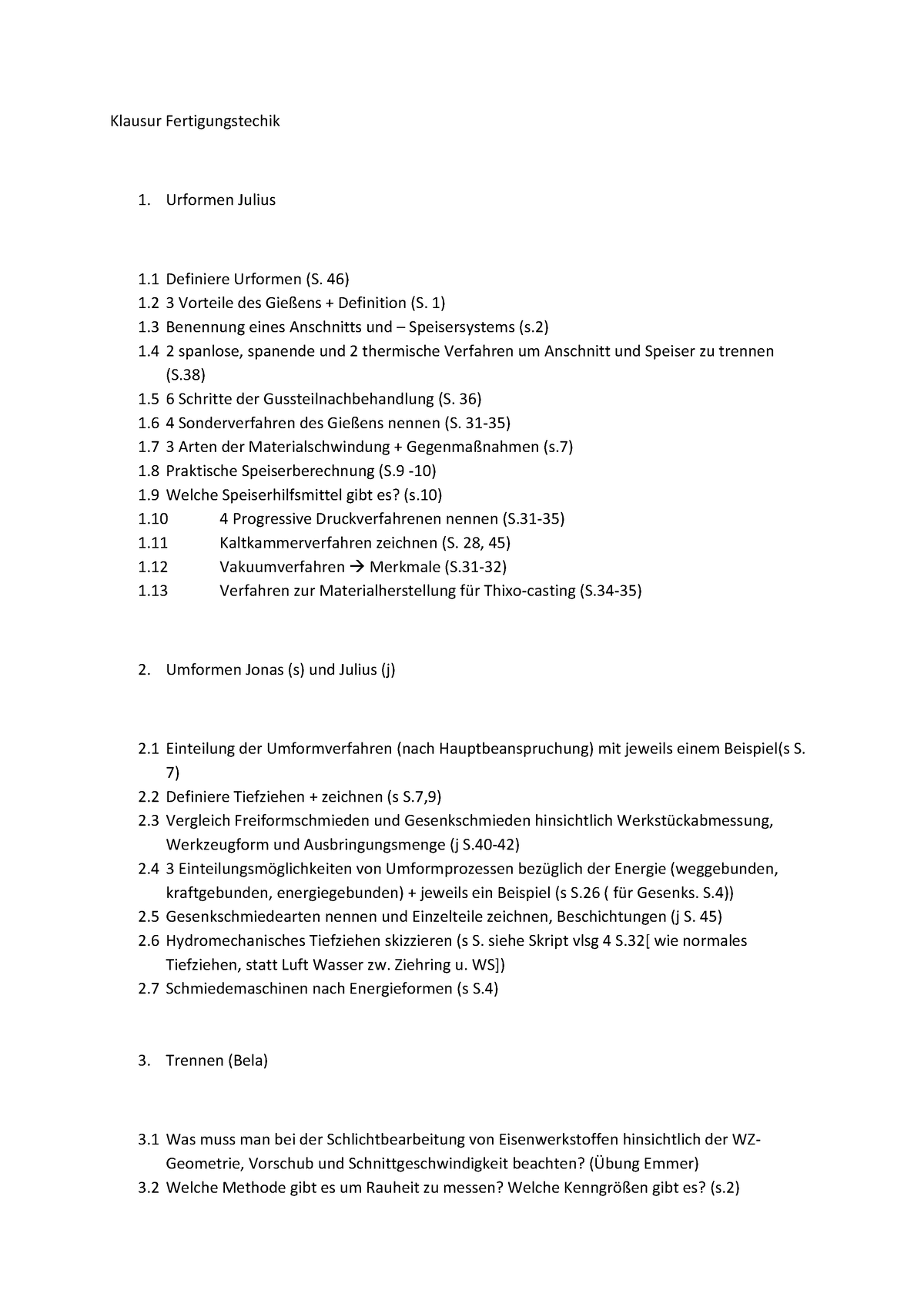 Fragenkatalog - Wintersemester - Klausur Fertigungstechik Urformen ...