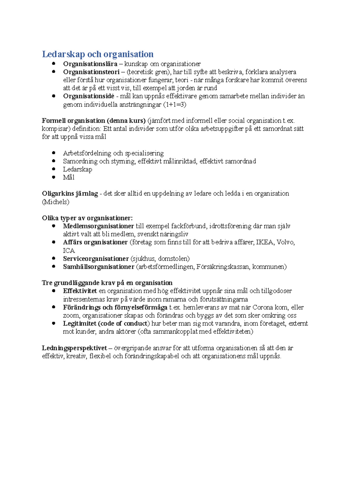 Organisation - Start - Ledarskap Och Organisation Organisationslära ...